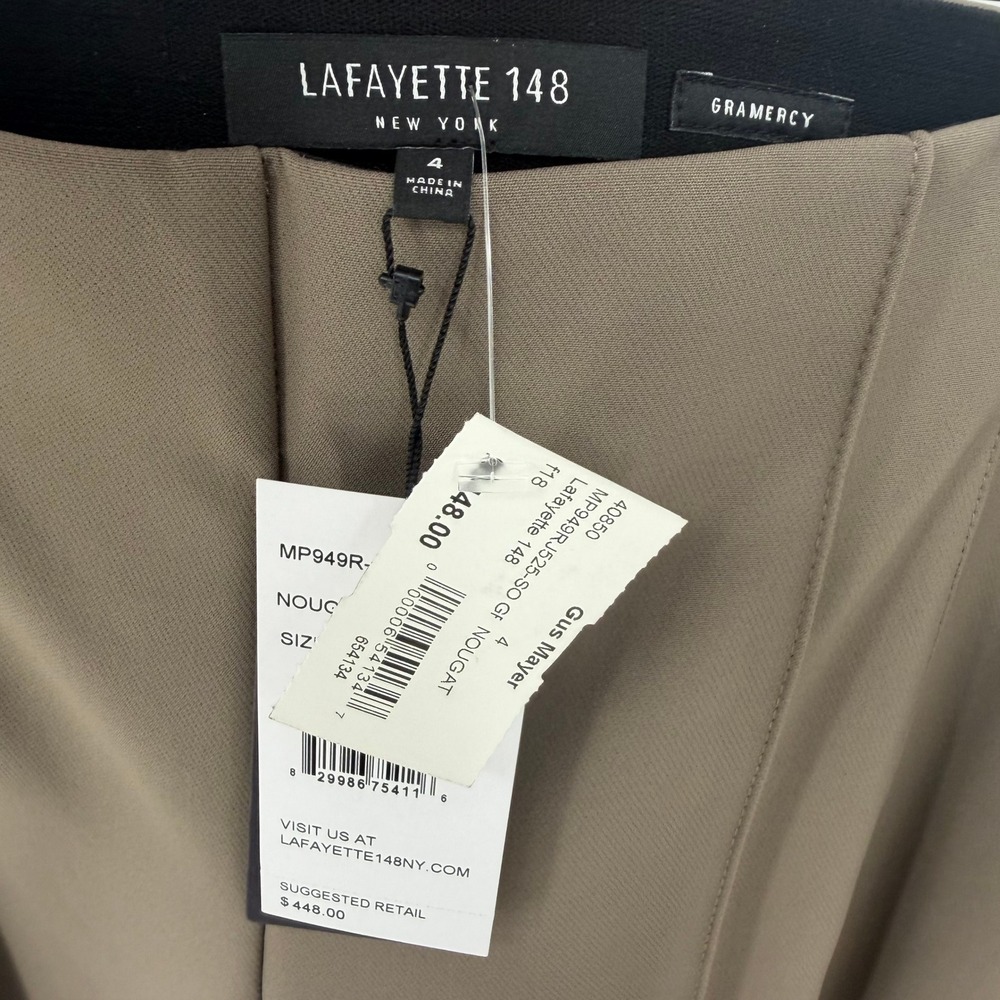 Lafayette 148 Gramercy Pants Women 4 Nougat Brown Slim Leg Side Zip NWT Luxury - Picture 7 of 11